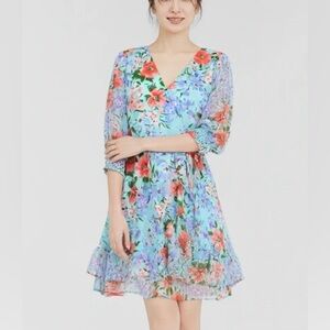 Sienna Sky Multicolor Floral Long Sleeve Dress